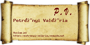 Petrányi Valéria névjegykártya